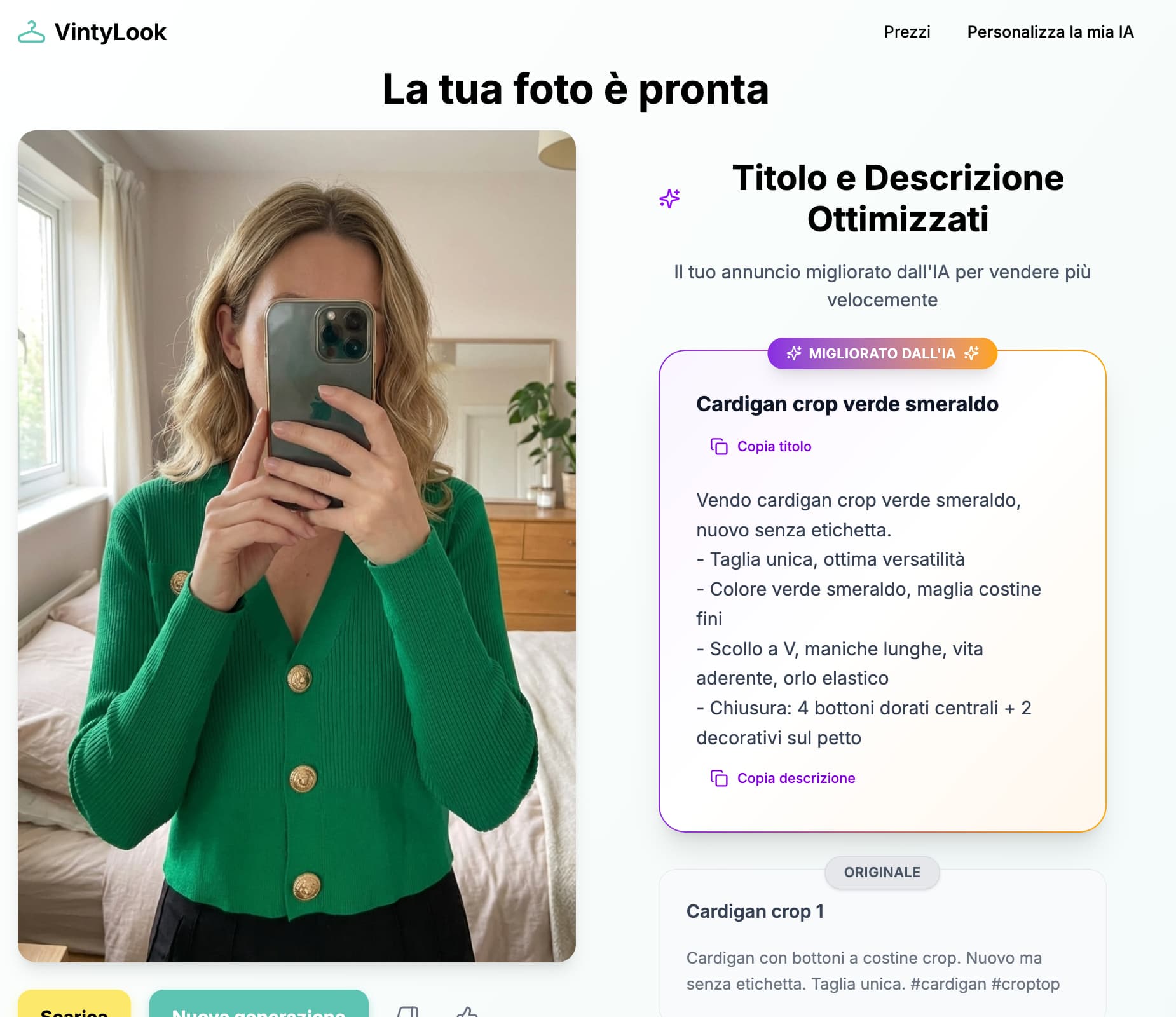 Interfaccia di generazione descrizione ottimizzata con VintyLook