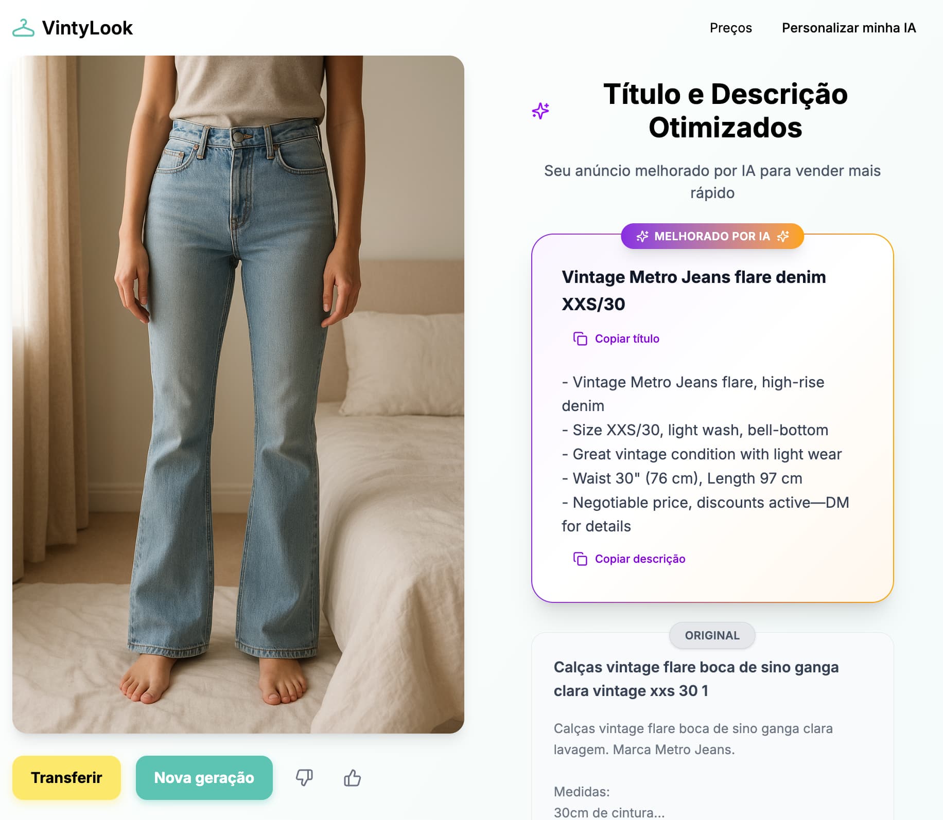 Interface de geração de descrição otimizada com VintyLook