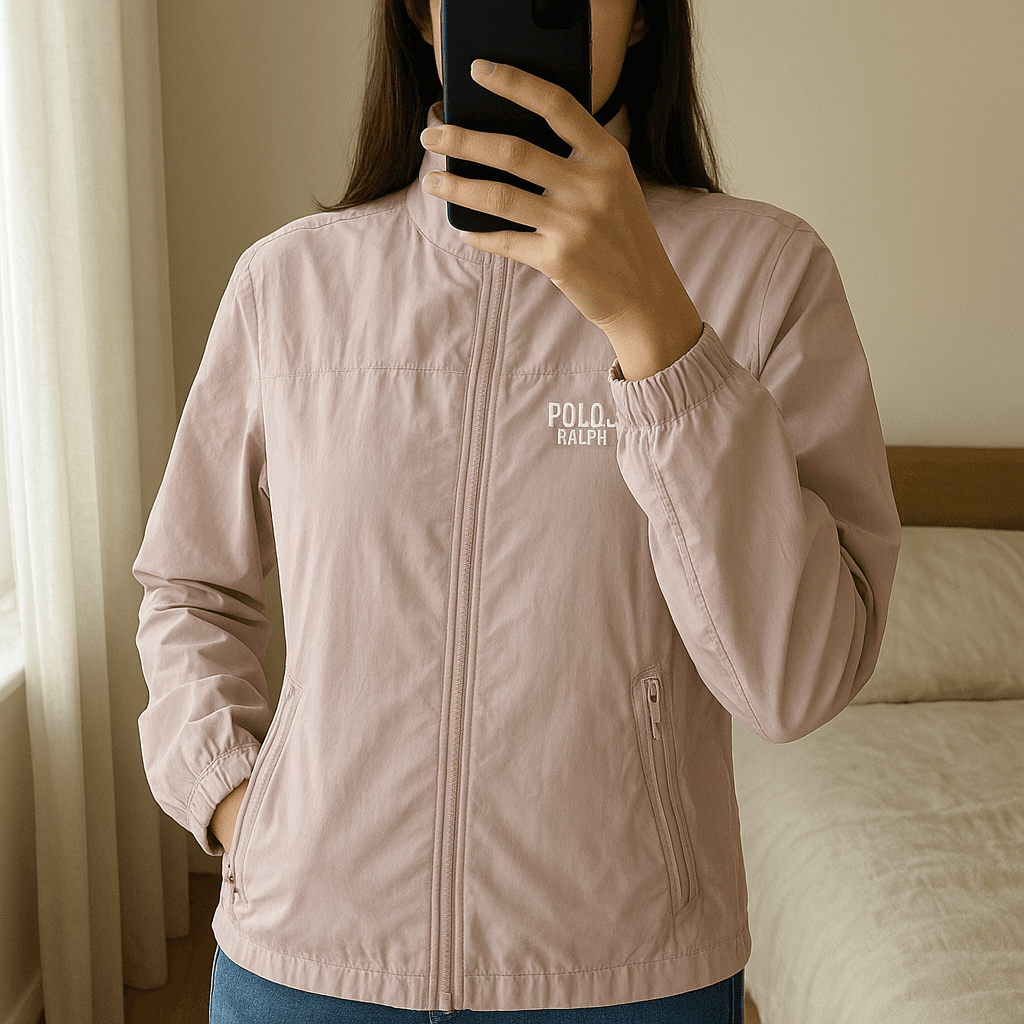 Giacca a vento - Ralph Lauren in piedi, rivolto verso la fotocamera, in una camera da letto con luce soffusa e luce naturale che filtra dalla finestra.