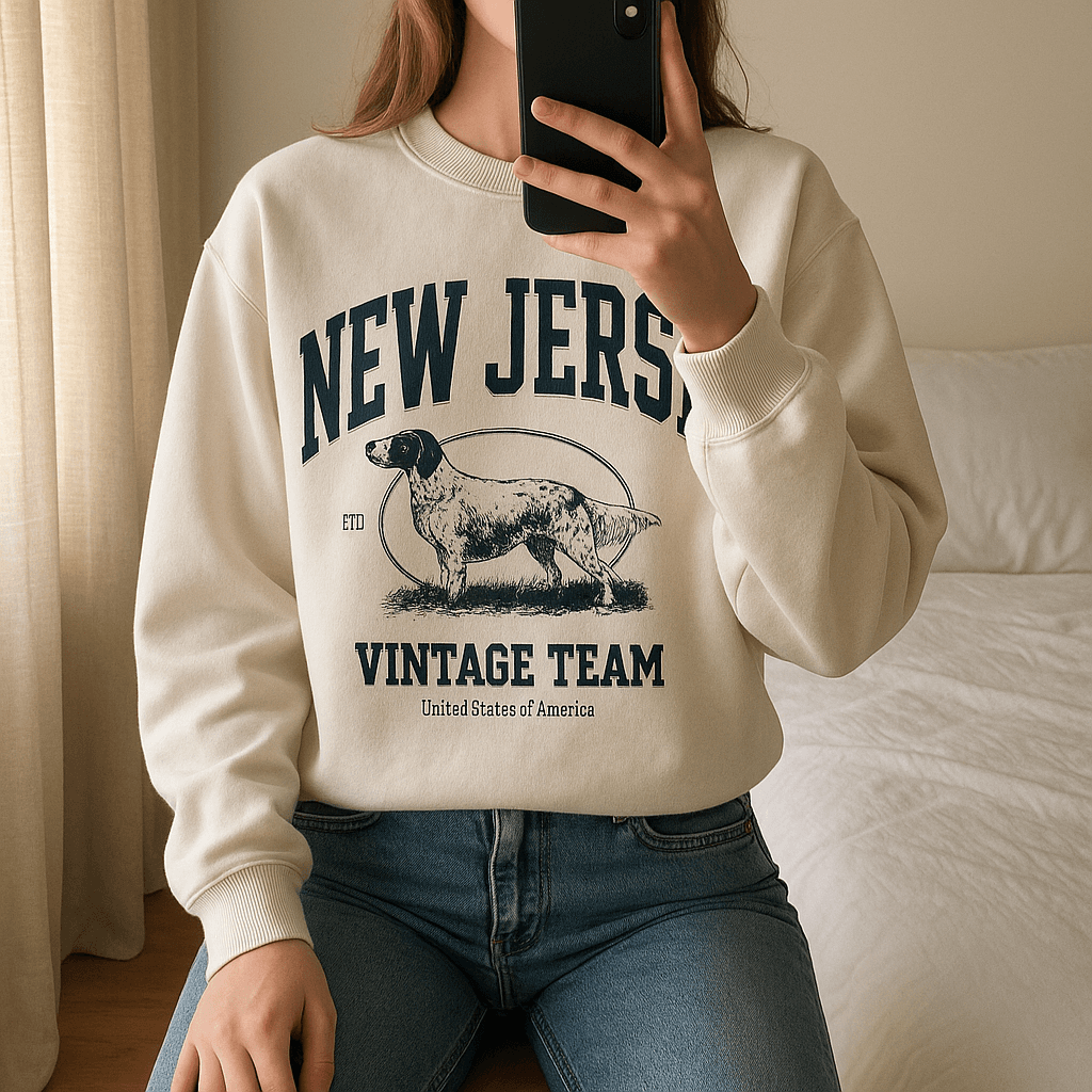 Una persona con Sudadera blanca Nueva Jersey Stradivarius sentado en una silla alta, con postura relajada, con tipo de cuerpo delgado, en un dormitorio con luz suave y natural filtrándose por la ventana.