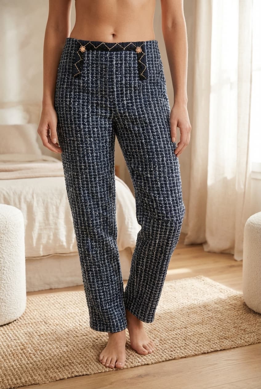 Sublime jupe courte debout, face à la caméra, dans une chambre à la lumière douce, avec une lumière naturelle filtrant par la fenêtre.